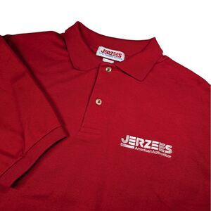 Vintage Jerzees American Active Wear Mens Polo XL Red White USA Generic Employee